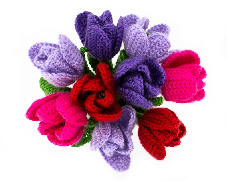 Crochet Tulips Pattern, Crochet Flowers PDF Pattern, Home Decor image 3