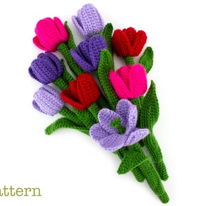 Crochet Tulips Pattern, Crochet Flowers PDF Pattern, Home Decor image 5