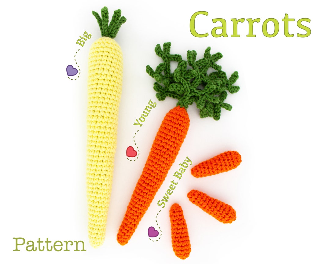 Crochet Carrots PDF Pattern, 3 Varieties of Carrots, Crochet Vegetables ...