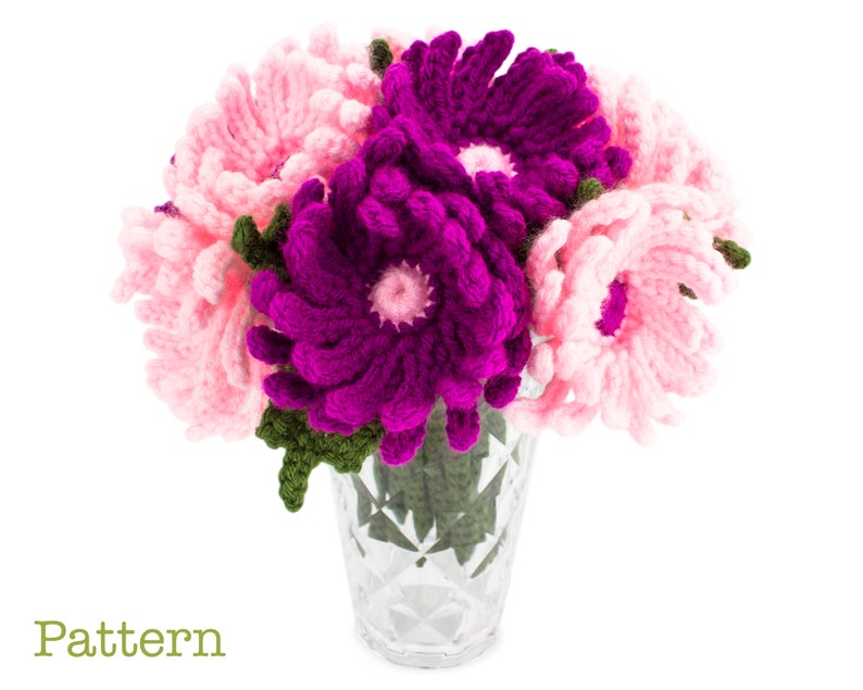 Crochet Asters Pattern, Crochet Flowers PDF Pattern, Home Decor image 3