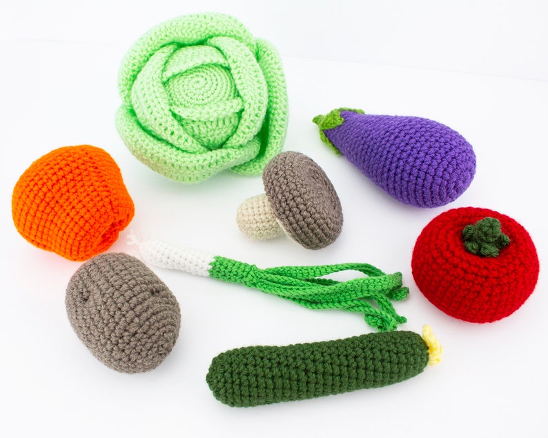 Crochet Vegetables Set Birthday Gift for Kids Kitchen Decorations Crochet Play Food Set 8 pcs
