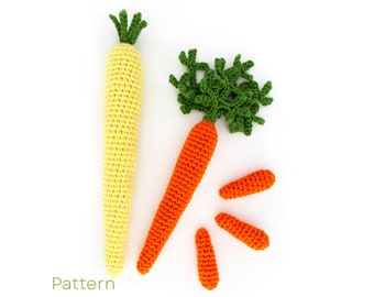 Crochet Carrots PDF Pattern, 3 Varieties of Carrots, Crochet Vegetables Pattern, Kitchen Decoration