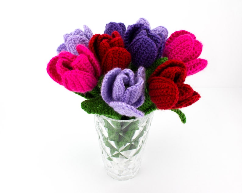 Crochet Tulips Pattern, Crochet Flowers PDF Pattern, Home Decor image 9