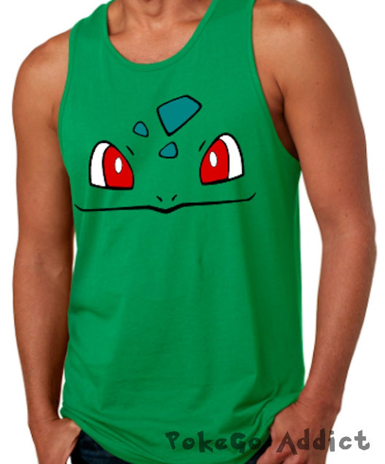 Bulbasaur Face Cosply Pokemon Go Parody Unisex Mens Tank Top Etsy