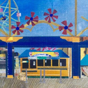 detail of coney island collage illustration wall art