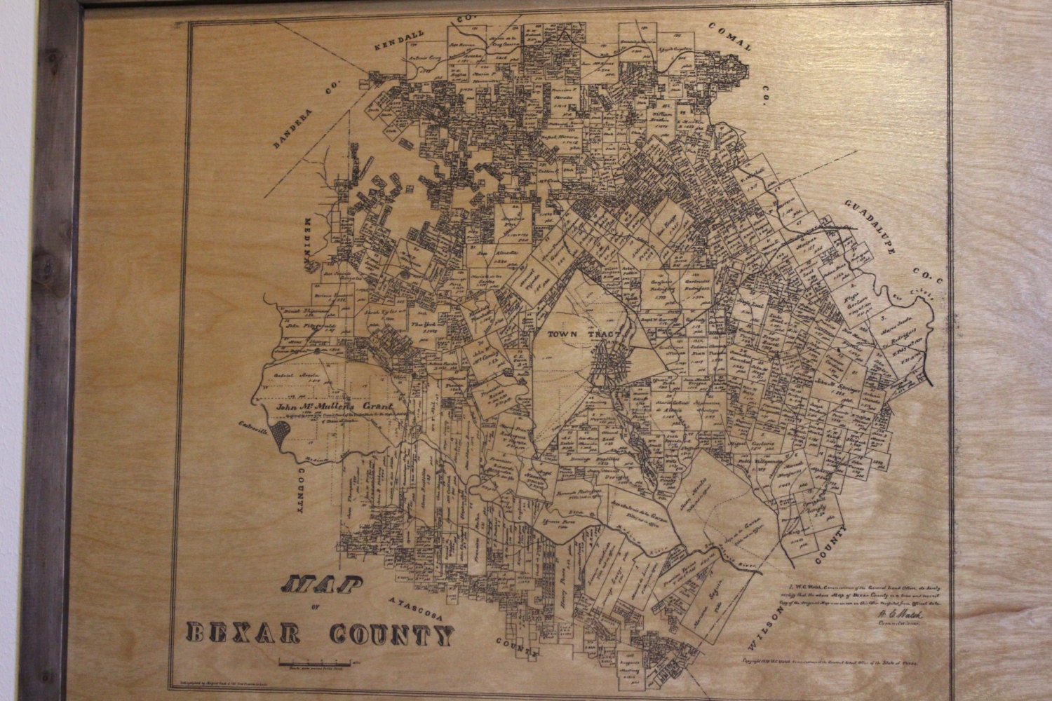 Historical map of Bexar County Texas engraved on wood FREE Etsy