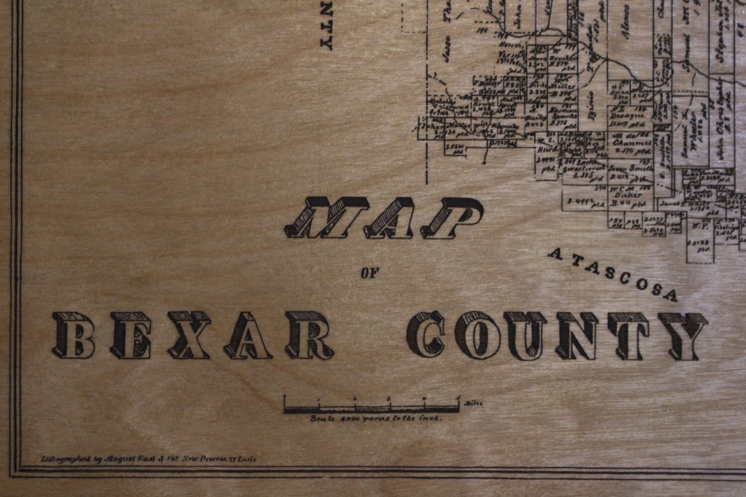 Historical map of Bexar County Texas engraved on wood FREE Etsy