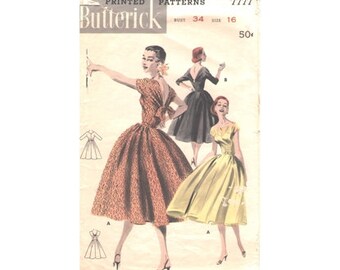 Butterick 7777 Misses Dress 1950s Vintage Pattern Size 16