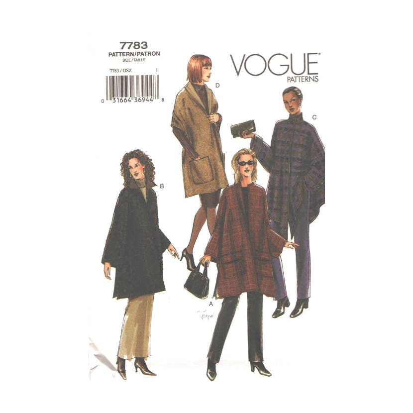 Uncut Vogue 7783 Cape & Shawl Pattern Vintage Pattern Size 8 - Etsy