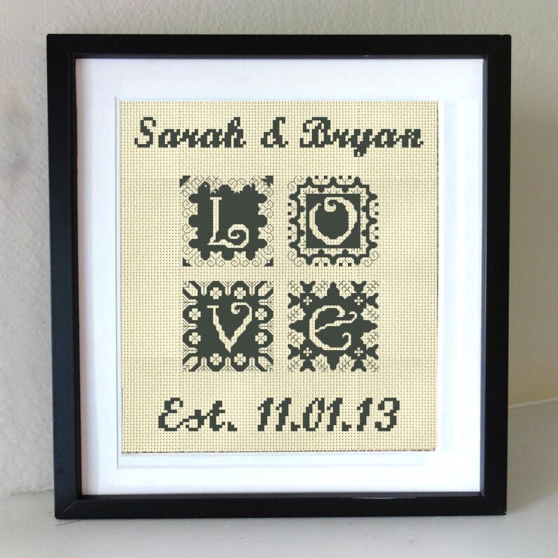 WEDDING cross stitch modern wedding cross stitch pattern Etsy