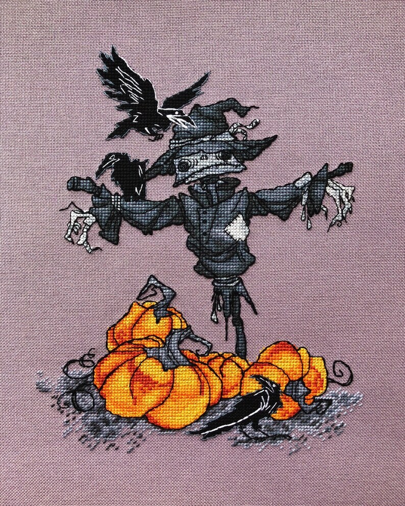 Scarecrow Cross Stitch Halloween Pattern Nerdy Embroidery Etsy