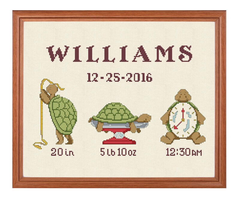 Baby cross stitch sampler pattern birth announcement Etsy Cross stitch kits