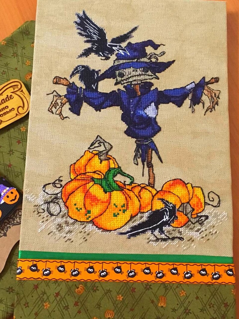 Scarecrow Cross Stitch Halloween Pattern Nerdy Embroidery Etsy