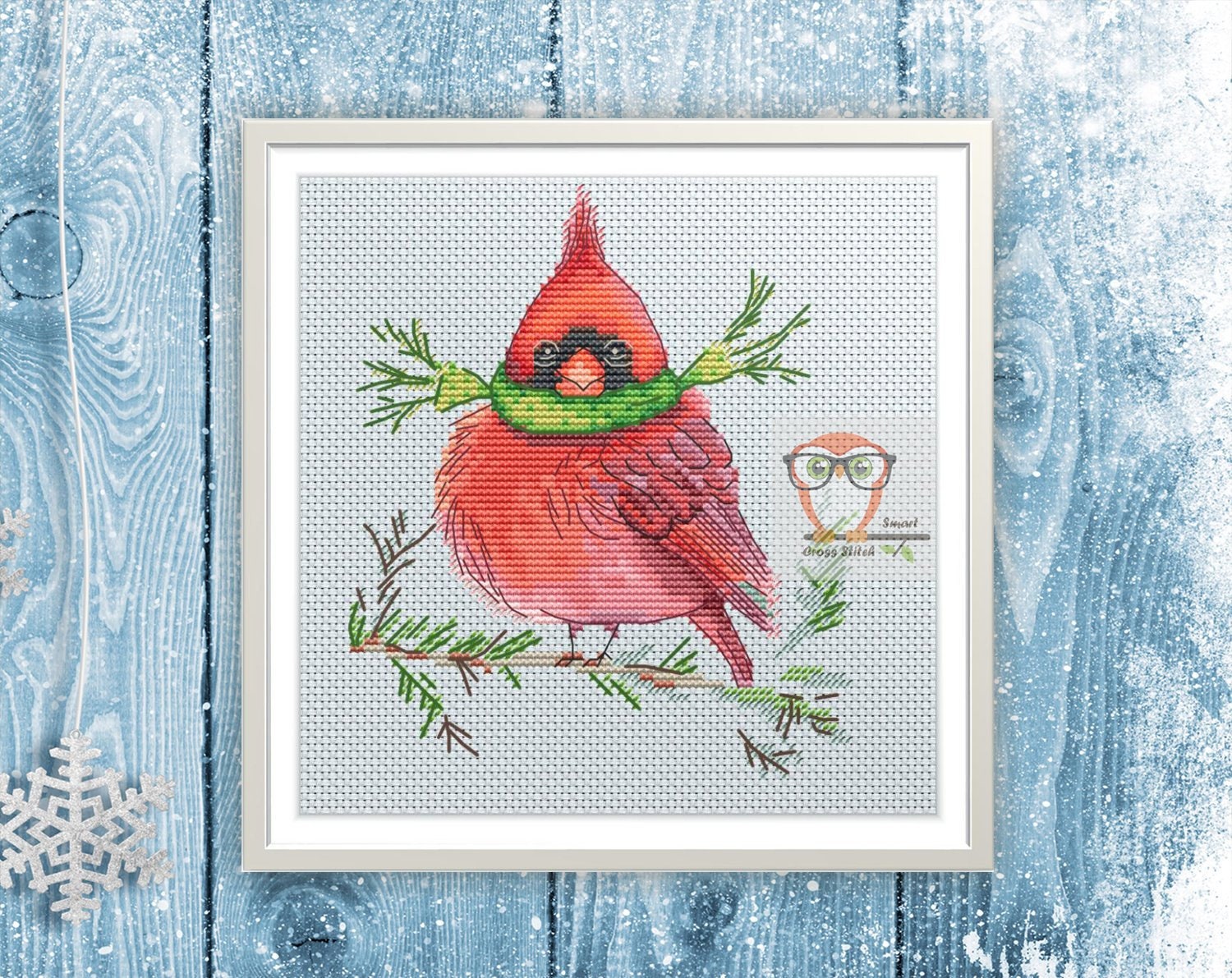Red Cardinal cross stitch bird pattern Funny Counted Cross Etsy