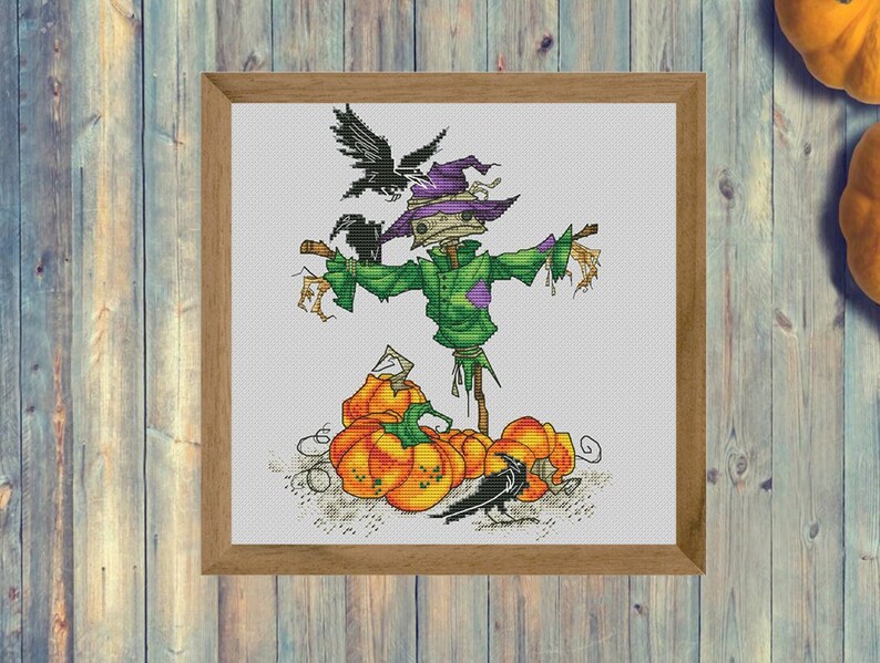 Scarecrow Cross Stitch Halloween Pattern Nerdy Embroidery Etsy