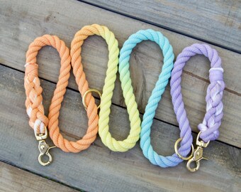 SHERBET: Orange, Yellow, Aqua, Light Purple Handsfree Rope Dog Leash, over the shoulder lead, dog waist leash, waist lead, over shoulder