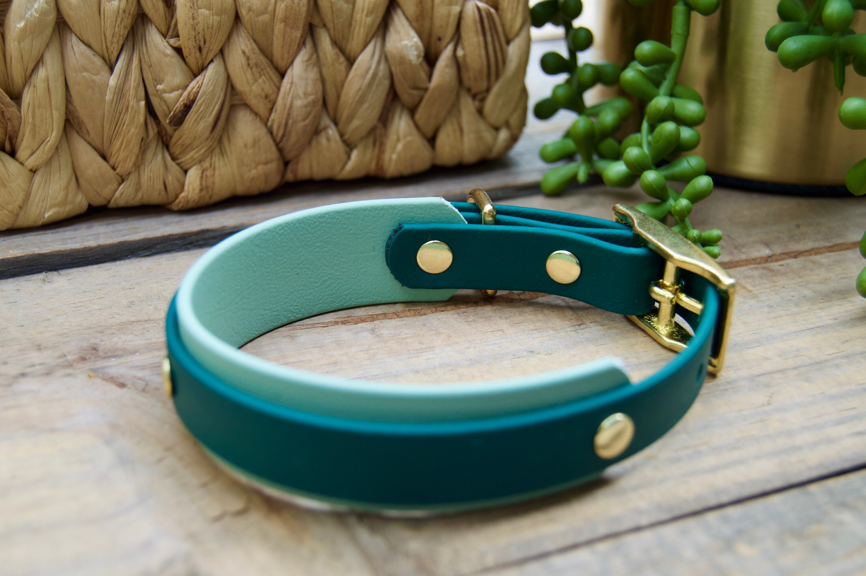 Mini Double Layer Biothane Dog Collar, Two Tone/color 5/8