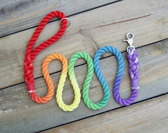 RAINBOW: Rope Dog Leash Cotton Rope Dog Lead, Multi-color rainbow dog leash, colorful dog leash, Christmas gift, gift for dog lover