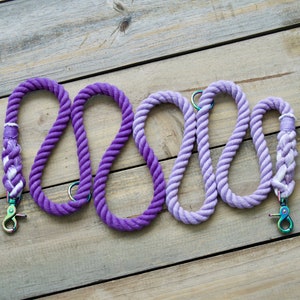 Purple-Light Purple Rope HandsFree Dog Leash: Multi-Use Rope Dog Leash, over the should leash, waist Leash, training, dog lead