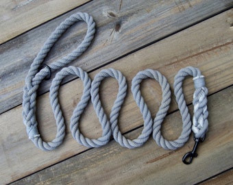 GREY Rope Dog Leash/Lead: Cotton Rope Dog Leash, dog Leash, dog rope lead, ombre rope leash, gift for dog, Christmas gift