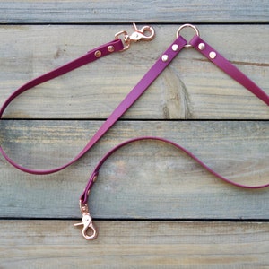 Biothane Dog Leash Coupler, 5/8 inch Width Two Dog Leash, Tandem Leash Waterproof, Leather Alternative, Durable, Easy to Clean
