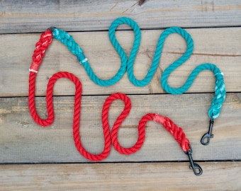 TWO Color Rope Dog Leash Coupler ONLY, Double Dog Leash Multi-Dog Leash, Tandem Dog Lead, Double Dog Walker Leash