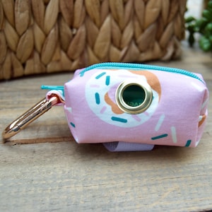 DONUT: Pink Dog Bag Holder, Doughnut Dog Poop Bag Holder, Dog Waste Bag Holder, Poop Bag Dispenser