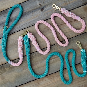 Two Color Rope Dog Leash Coupler, Double Dog Leash Multi-Dog Leash, Tandem Dog Lead, Double Dog Walker Leash