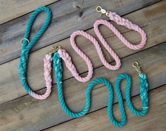 Two Color Rope Dog Leash Coupler, Double Dog Leash Multi-Dog Leash, Tandem Dog Lead, Double Dog Walker Leash