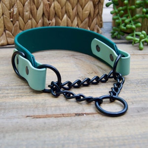 Two Tone Tapered Martingale Biothane Dog Collar, 1&quot;-1.5&quot; Inch Wide: Waterproof, Durable, Easy to Clean, Training Collar, Slip Collar
