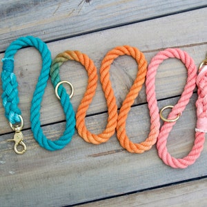 SUNBURST: Teal-Orange-Coral HandsFree Rope Dog Leash, over the should leash, waist Leash, training, dog lead, bright