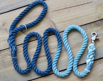 TWO COLOR Rope Dog Leash/Lead: 21 Different Color Options // All Natural Cotton Rope Dog Leash, Christmas Gift, Pet leash