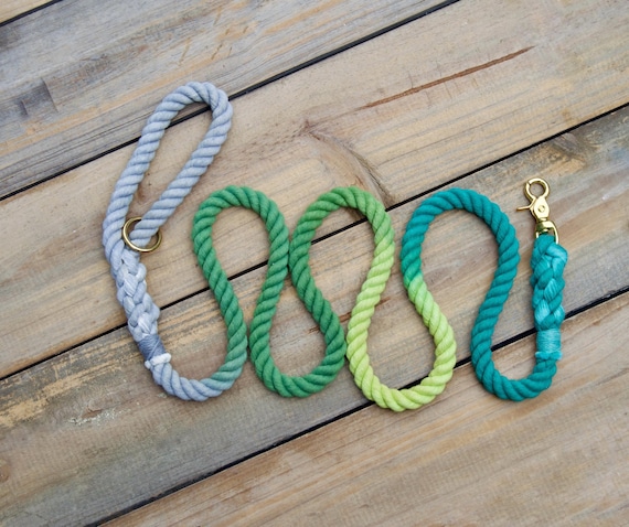 JEWEL: Grey, Olive, Lime, and Teal Multi-Color Rope Dog Leash/Lead, green dog lead, cotton rope dog lead, gift for dog, teal dog leash