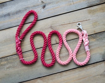 TWO COLOR Rope Dog Leash/Lead: Choose your colors, Cotton Rope Dog Leash, pet gift, dog walking