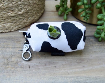 COW: Black and White Dog Bag Holder, Cowgirl, Cow Print, Cowboy, Dog Poop Bag Holder, Dog Waste Bag Holder, Poop Bag Dispenser