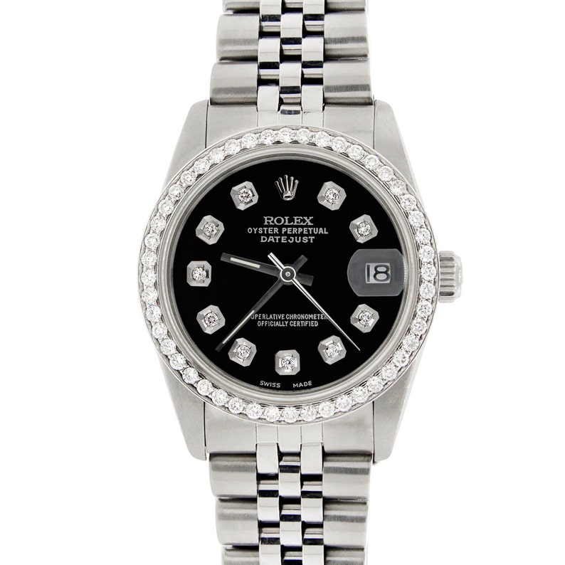 Rolex Datejust 31mm S/S Jubilee Women's Watch With Black Etsy