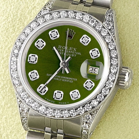 Rolex Datejust 26mm Steel Jubilee Diamond Watch w/Royal Green | Etsy