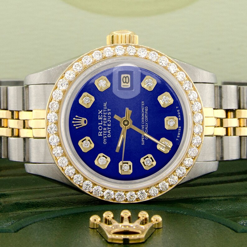 rolex datejust two tone blue dial