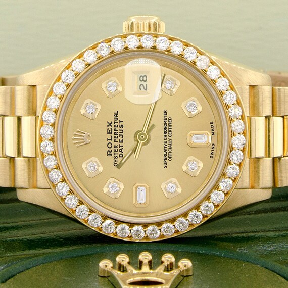 Rolex President Datejust Ladies Gold 26mm Uhr Mit Champagner Etsy