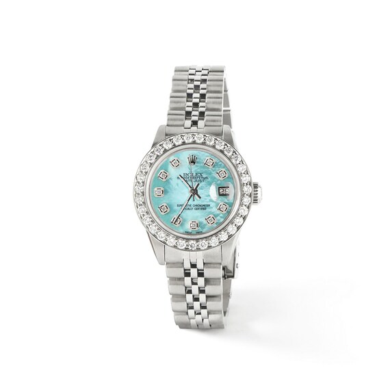 rolex aquamarine watch