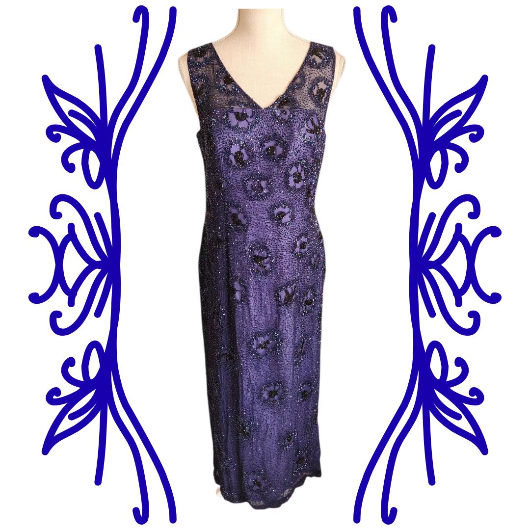 alyce designs vintage beaded dress Vtg 80s 90s Alyce Designs Black Gold Silk Beaded Sequin Gown Dress For   Queen City Resale