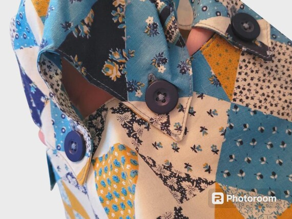 Vintage handmade patchwork hat, bonnet, costume i… - image 2