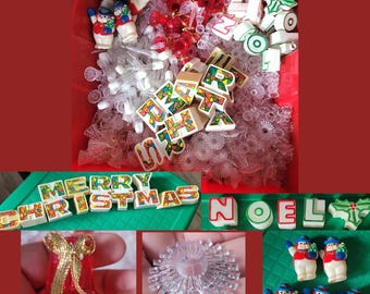 Vintage Christmas light covers, YOU CHOOSE, NOEL, Snowman, Merry Christmas, tulip, icicle