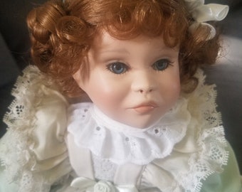 Vintage porcelain doll Patricia Rose, from 1992, gift ideas, collectors, red hair
