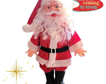 Vintage Santa Claus Plush Rushton Holiday Doll Decor Merry