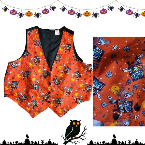 Vintage Halloween vest, plus sized, Basic Edition… - image 1