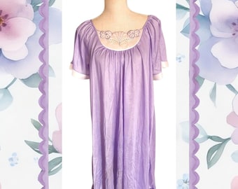 Vintage purple nylon nightgown, house dress, new old stock, from the 80s, grannycore