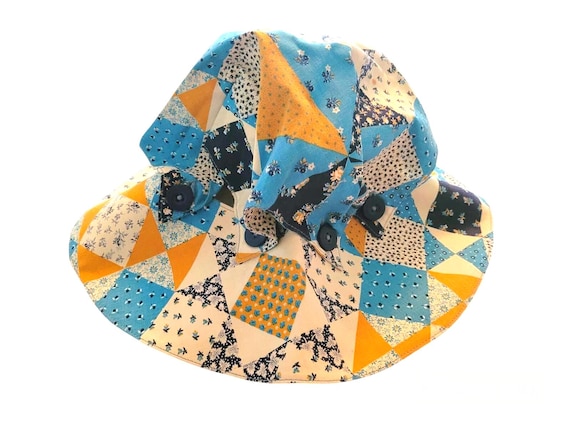 Vintage handmade patchwork hat, bonnet, costume i… - image 1