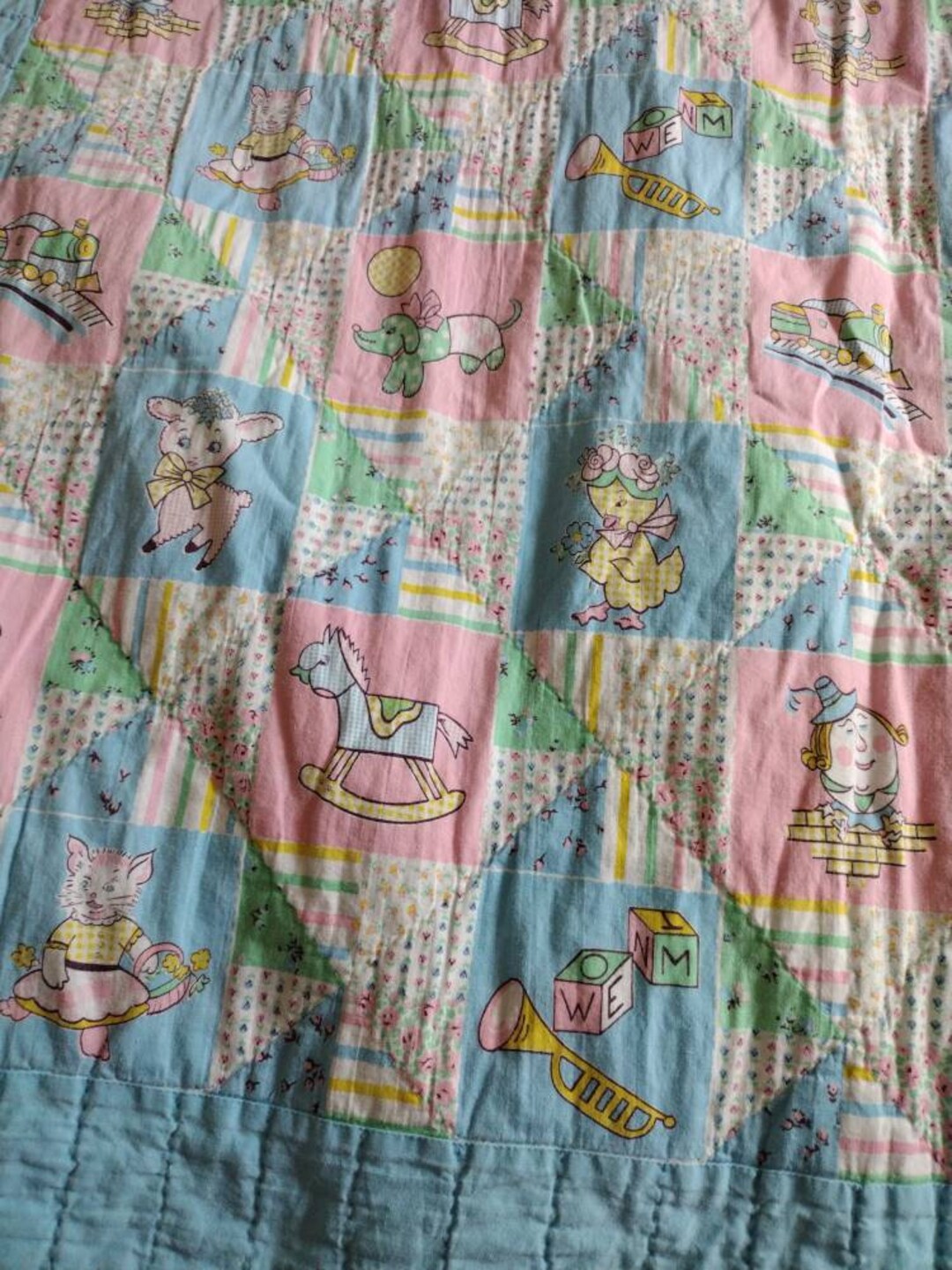Vintage Nursery Rhyme Baby Quilt Handmade Baby Blanket Etsy