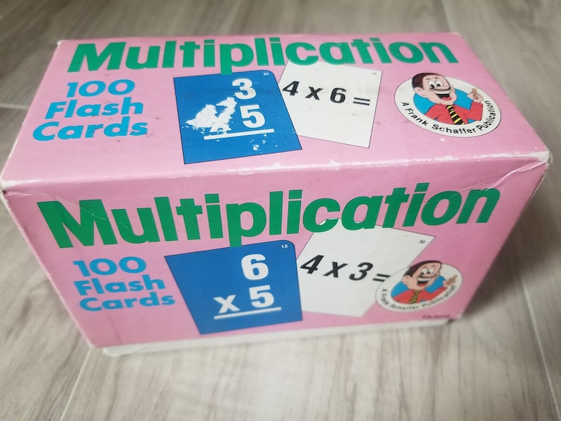 Homeschooling supplies Multiplication flash cards 1989 Frank Schaffer Publications Vintage math tutoring cards From the 80s
